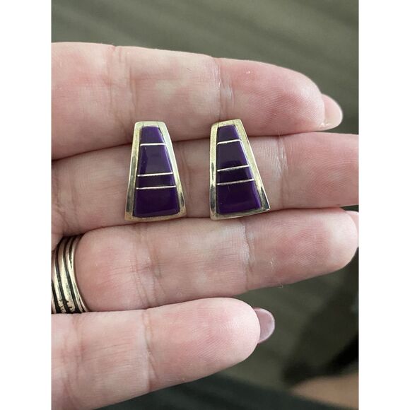 Vintage Navajo sugilite Inlay Earrings